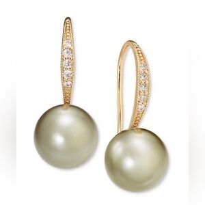 Gold-Tone Pavé & Tonal Imitation Pearl Drop Earrings,